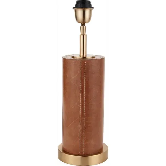 Cylindrical Table Lamp - Tan, Leather