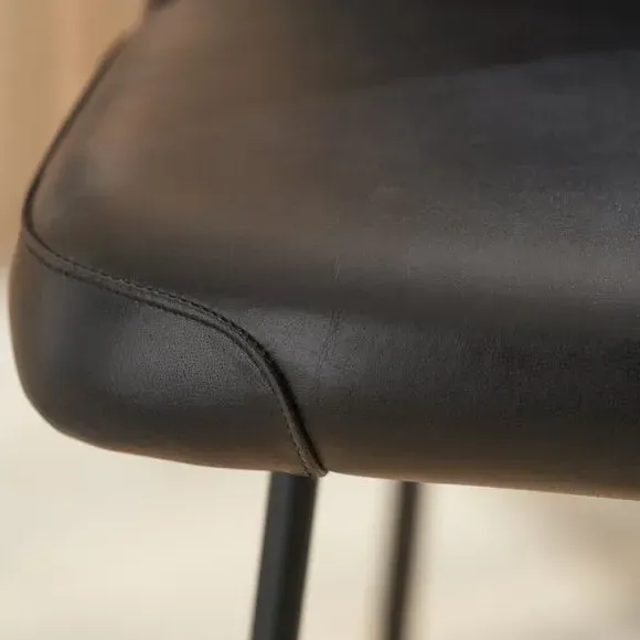 Diamond Back Bar Stool - Black, Leather