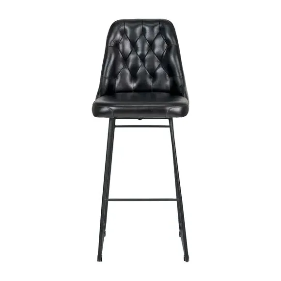 Diamond Back Bar Stool - Black, Leather