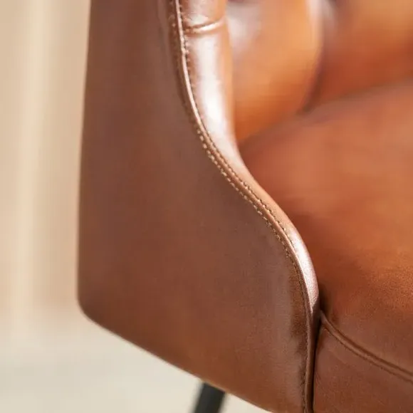 Diamond Back Bar Stool - Brown, Leather