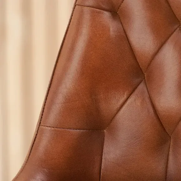 Diamond Back Bar Stool - Brown, Leather
