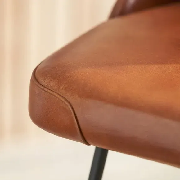 Diamond Back Bar Stool - Brown, Leather