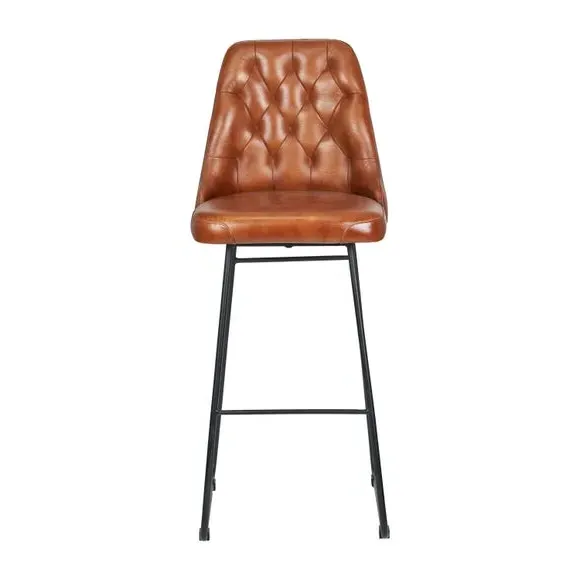 Diamond Back Bar Stool - Brown, Leather