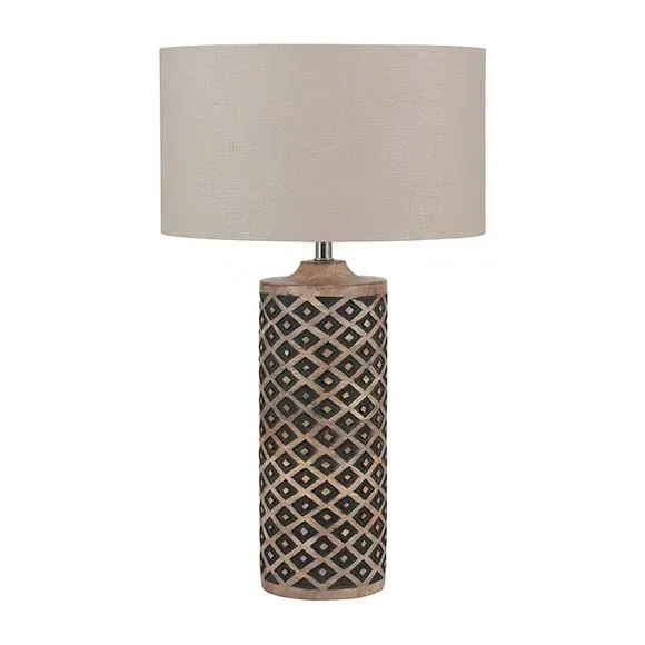 Diamond Table Lamp - Brown, Mango Wood