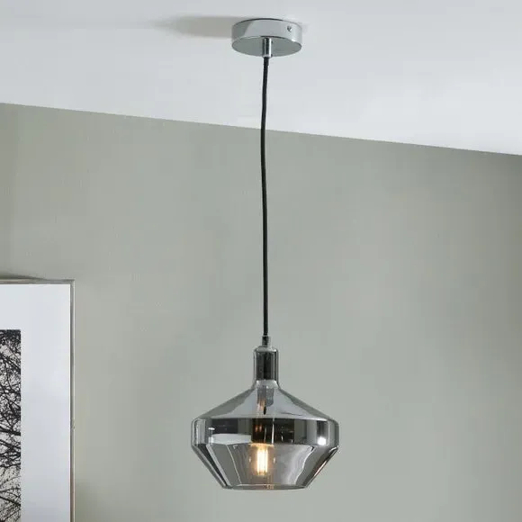Domed Pendant Light - Grey, Smoked Glass image