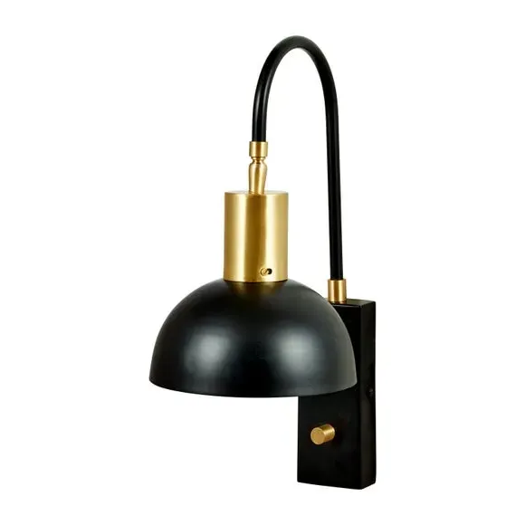 Domed Task Wall Light - Matt Black, Metal