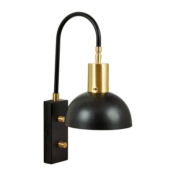 Domed Task Wall Light - Matt Black, Metal
