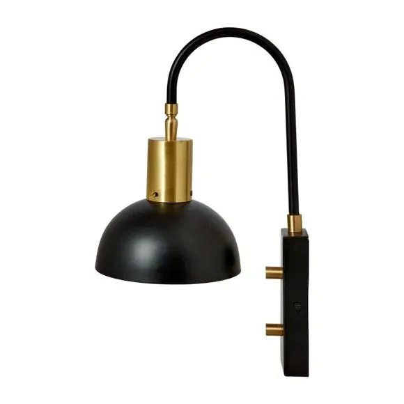 Domed Task Wall Light - Matt Black, Metal