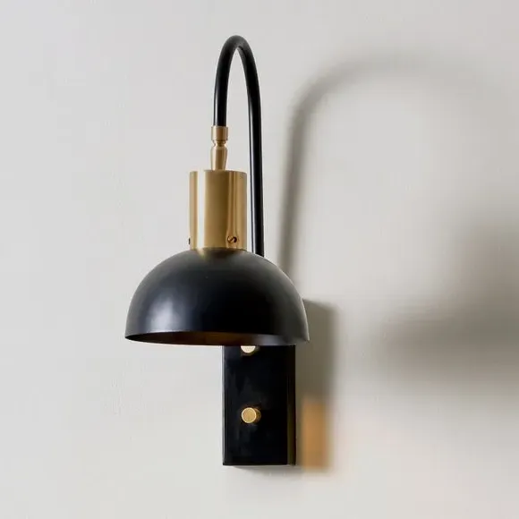 Domed Task Wall Light - Matt Black, Metal
