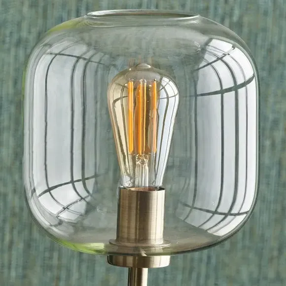 Dual-Head Floor Lamp with Glass Shades - Black