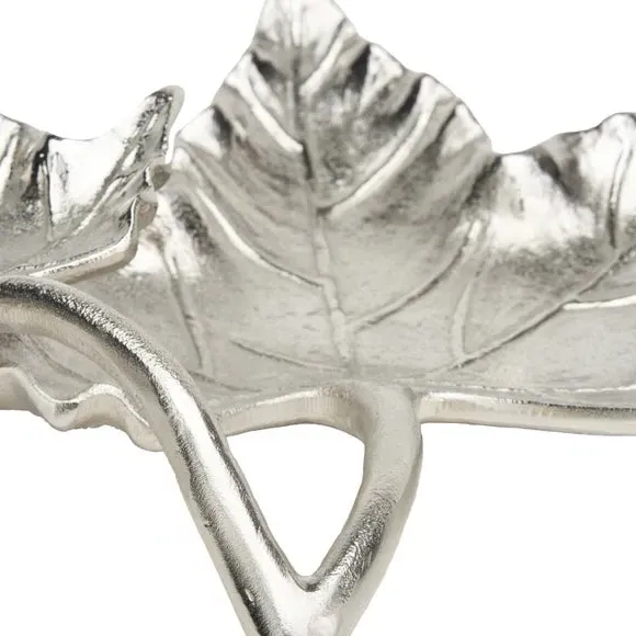 Dual Leaf Bowl - Silver, Cast Aluminium