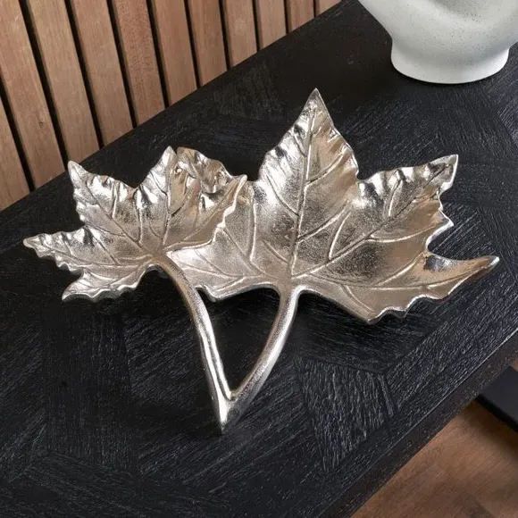 Dual Leaf Bowl - Silver, Cast Aluminium image
