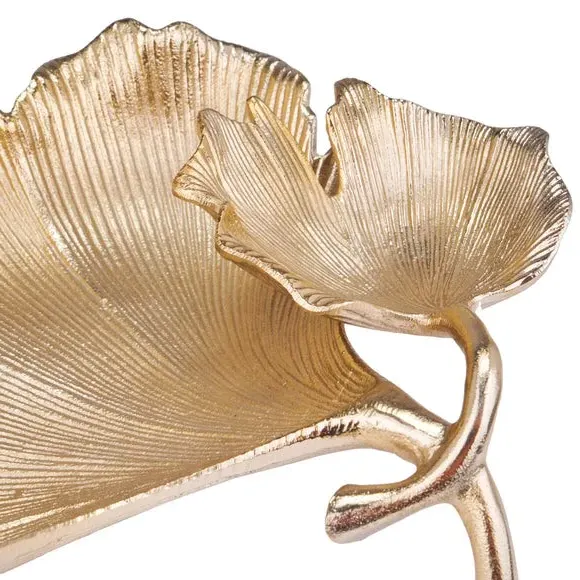 Dual Leaf Decorative Bowl - Gold, Metal