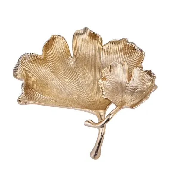 Dual Leaf Decorative Bowl - Gold, Metal