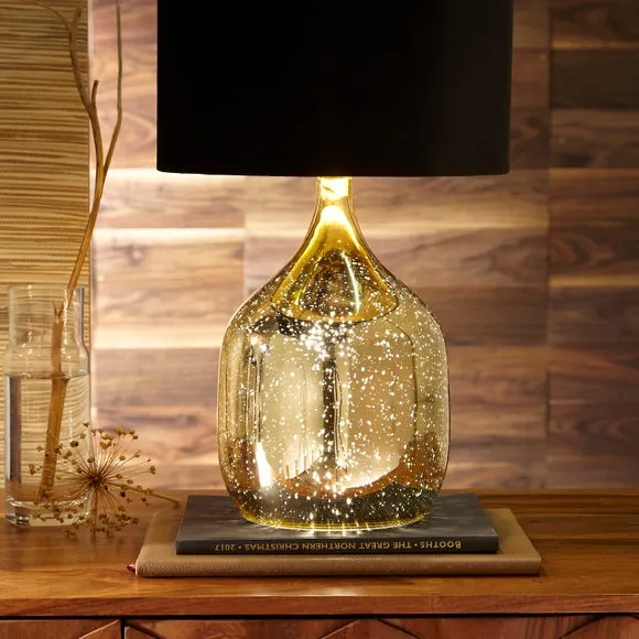 Dual Light Table Lamp - Gold, Glass