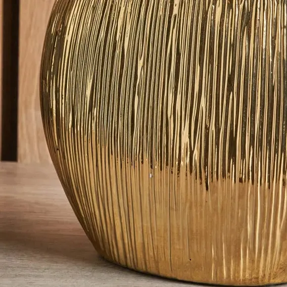 Etched Table Lamp with Oval Shade - Gold, Ceramic