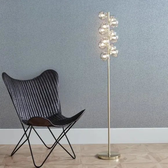 Floor Lamp with Glass Orbs - Gold, Metal image