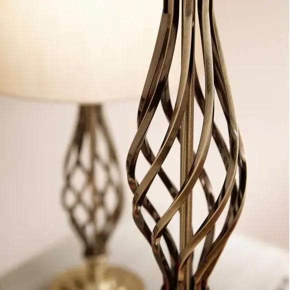 Floor Lamp with Helix Column - Gold, Metal
