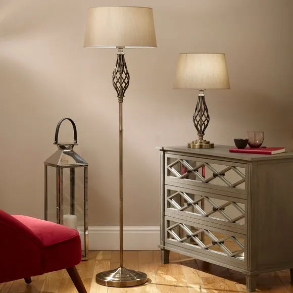 Floor Lamp with Helix Column - Gold, Metal image