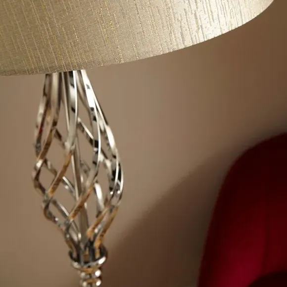 Floor Lamp with Helix Column - Silver, Metal