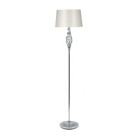 Floor Lamp with Helix Column - Silver, Metal