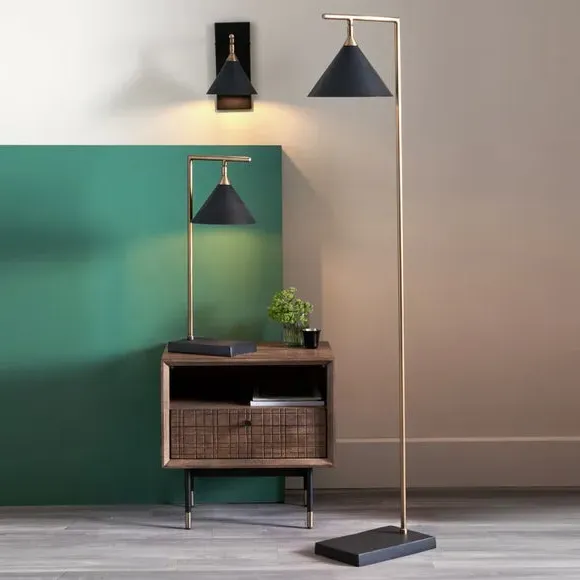 Floor Lamp with Moveable Head - Black, Metal image