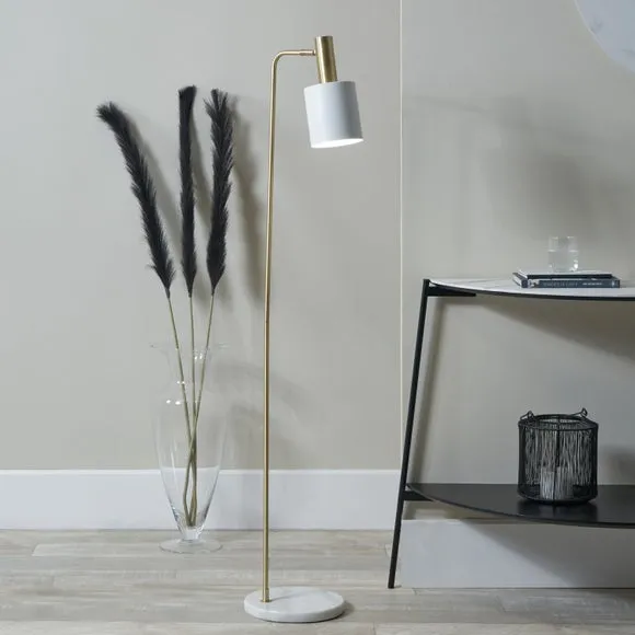 Floor Lamp with Pivoting Head - Gold, Marble image