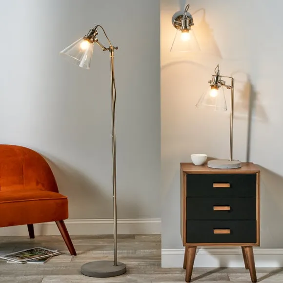 Floor Lamp with Pivoting Head - Silver, Concrete image