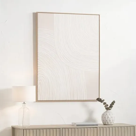 Framed Canvas Abstract Lines - White, Natural image