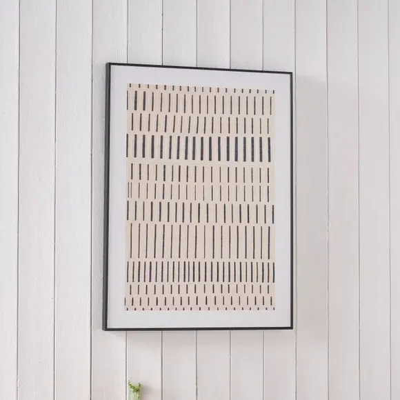 Framed Canvas Print - Black Stripe, Natural