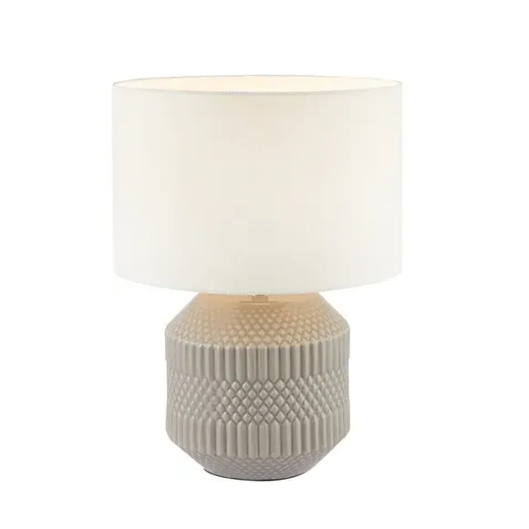 Geo Textured Table Lamp - Grey, Ceramic