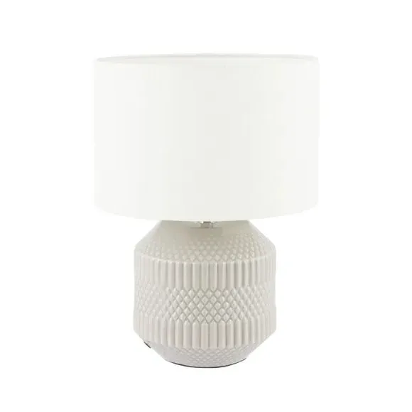 Geo Textured Table Lamp - Grey, Ceramic