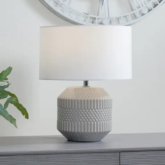 Geo Textured Table Lamp - Grey, Ceramic image