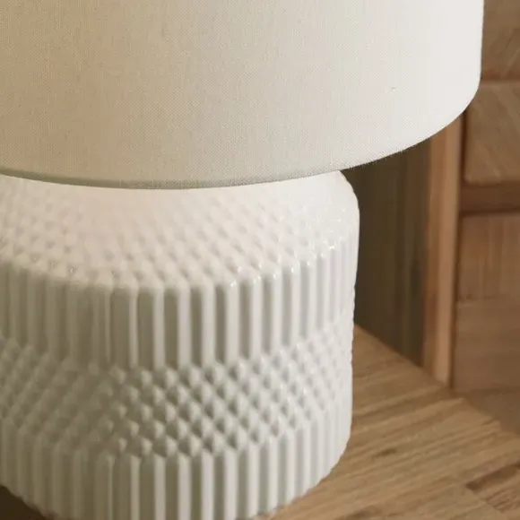 Geo Textured Table Lamp - White, Ceramic