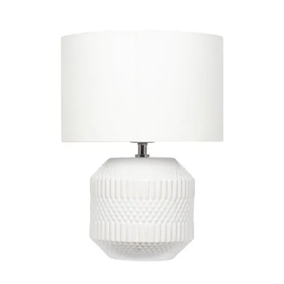 Geo Textured Table Lamp - White, Ceramic