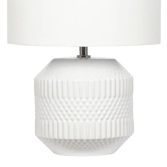 Geo Textured Table Lamp - White, Ceramic