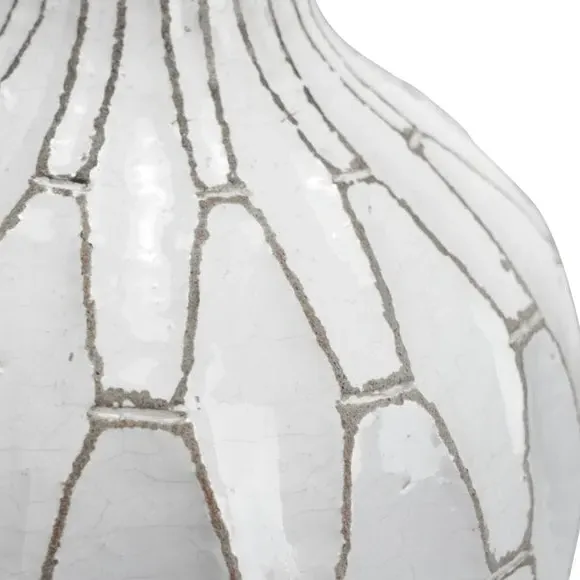 Geometric Vase with Distressed Finish - White