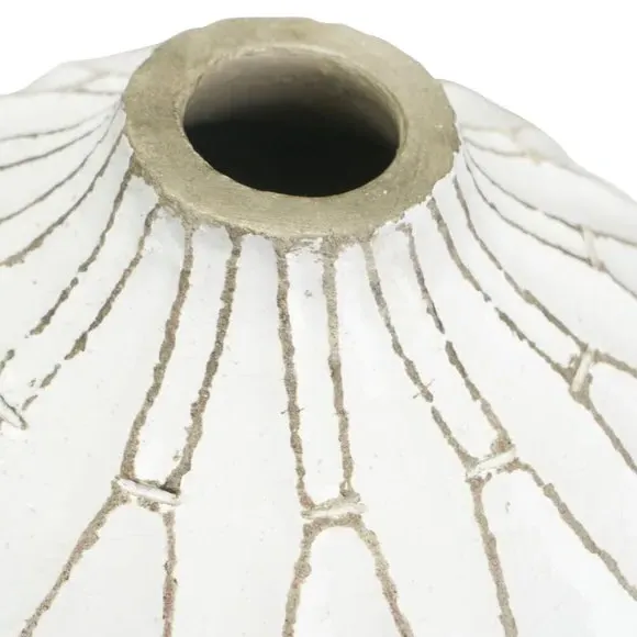 Geometric Vase with Distressed Finish - White