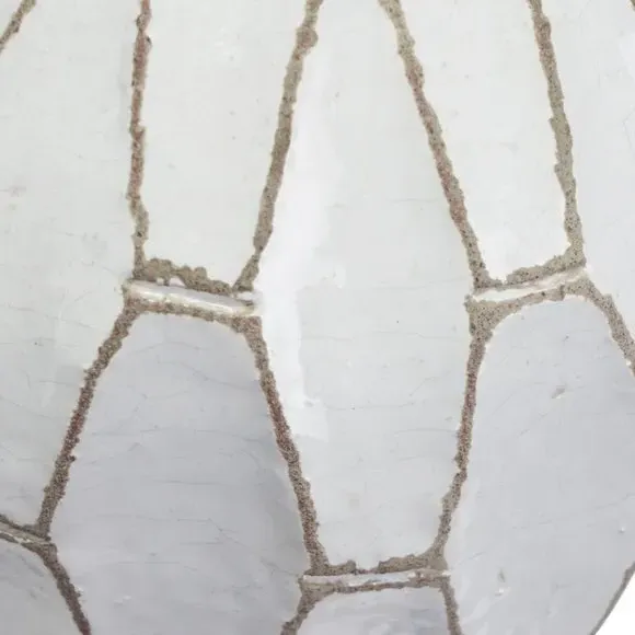 Geometric Vase with Distressed Finish - White