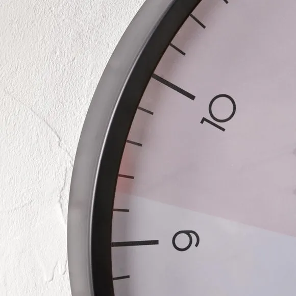 Geometric Wall Clock - Black, Marble Print