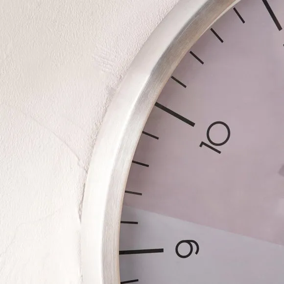 Geometric Wall Clock - Silver, Marble Print