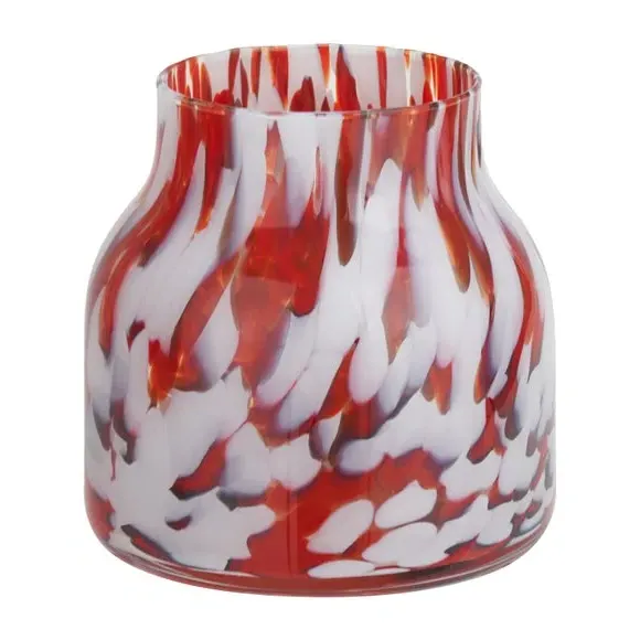 Glass Vase with Tortoiseshell Design - Red