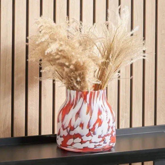Glass Vase with Tortoiseshell Design - Red image
