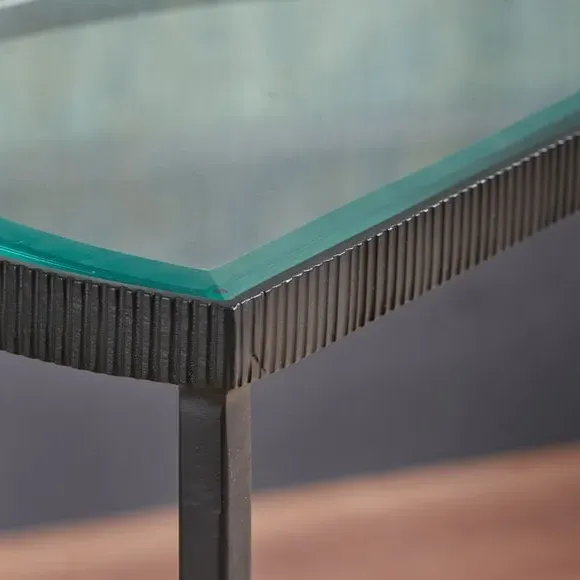 Half Moon Coffee Tables Set - Black, Glass