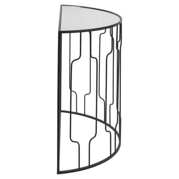 Half Moon Console Table - Black, Mirrored Glass