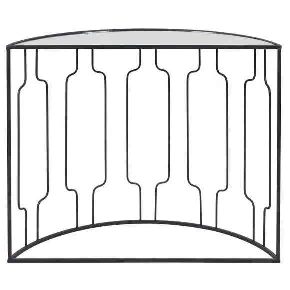 Half Moon Console Table - Black, Mirrored Glass