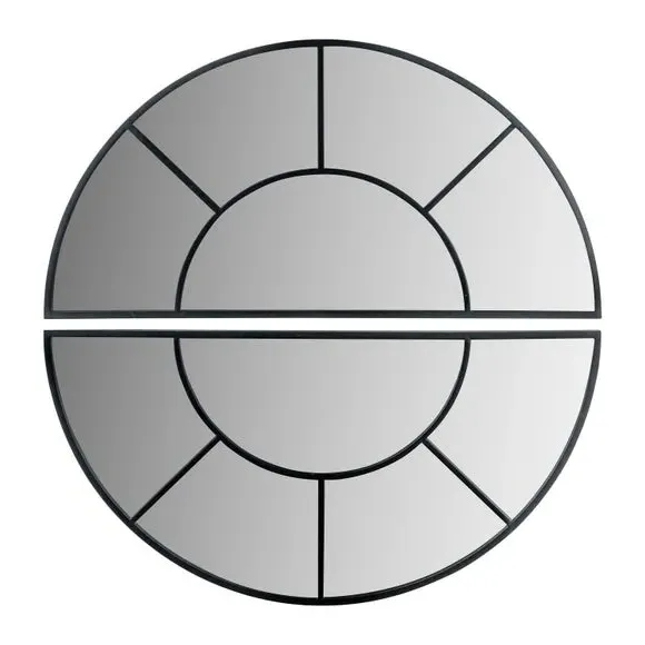 Half Moon Wall Mirror Set - Black, Metal