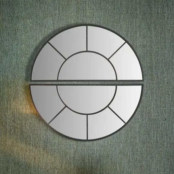 Half Moon Wall Mirror Set - Black, Metal image