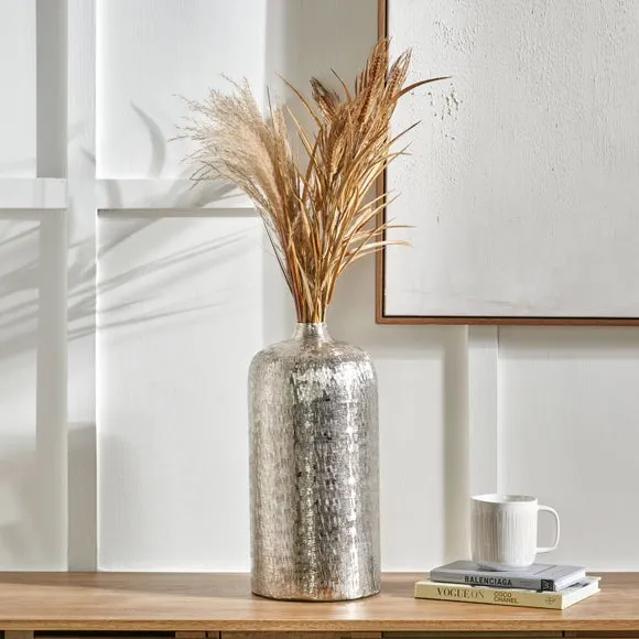 Hammered Metal Vase - Silver, Aluminium
