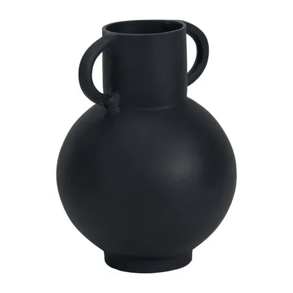 Handled Vase with Matt Finish - Black, Metal
